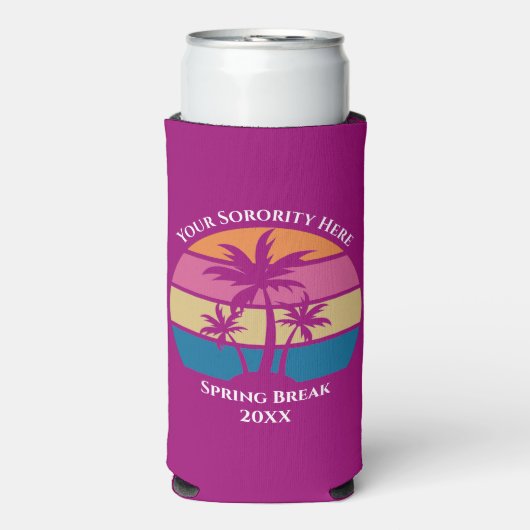 Niedliche rosa Studentinnenverbindung Spring Break Selters Dosenkühler (Seltzer Vorderseite)