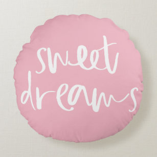 Niedliche rosa süße Traum-Hand, die um beschriftet Rundes Kissen