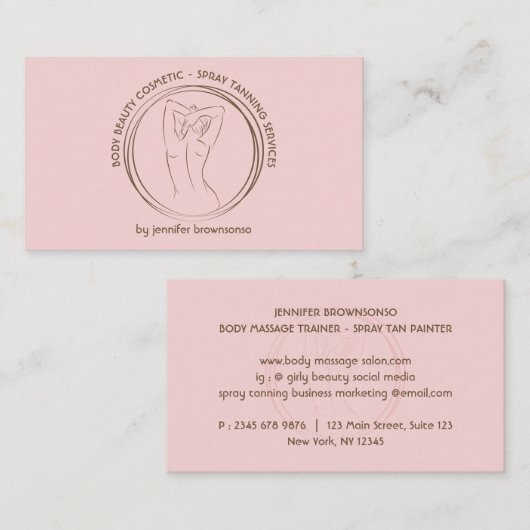 Niedliche Rosa Tan-Karosserie Visitenkarte (Vorne/Hinten)