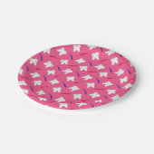 Niedliche rosa toothburshes und Zahnmuster Pappteller (Schrägansicht)