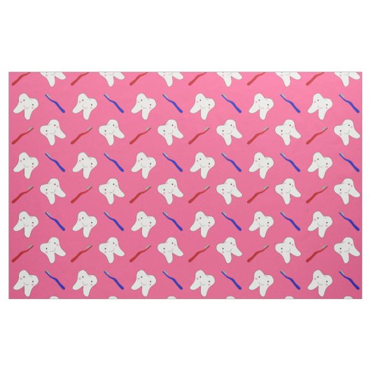 Niedliche rosa toothburshes und Zahnmuster Stoff (Yard (91,4 cm))