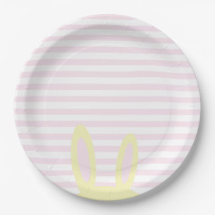 Niedliche rosa u. gelbe Häschen-Ohren Ostern Pappteller