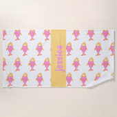 Niedliche rosa u. orange Fische, personalisiert Strandtuch (Vorderseite)