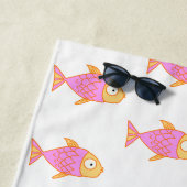 Niedliche rosa u. orange Fische, personalisiert Strandtuch (Beispiel)