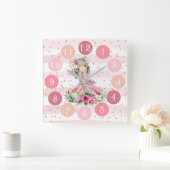 Niedliche rosa Uhr mit Wasserfarbe Little Ballerin (Zuhause)