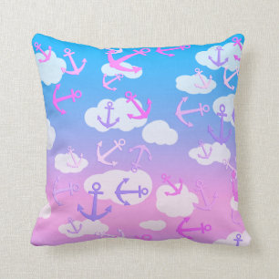 Niedliche, rosa und blaue Anker Kissen