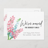 Niedliche rosa und blaue Aquarellfarben Blume, die Ankündigungspostkarte (Vorne/Hinten)