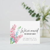 Niedliche rosa und blaue Aquarellfarben Blume, die Ankündigungspostkarte (Stehend Vorderseite)