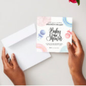 Niedliche rosa und blaue Aquarellfarben Kinderdusc Einladung