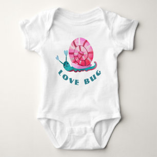 Niedliche Rosa und Blaue Liebe Bug Snail Baby Strampler