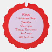 Niedliche Rosa und Blaue Liebe Vögel Custom Ornament Karte (Rückseite)