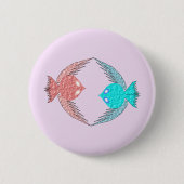 Niedliche Rosa und Blaue Liebesvögel Button (Vorderseite)