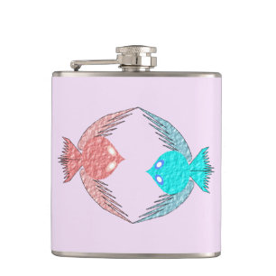 Niedliche Rosa und Blaue Liebesvögel Flachmann