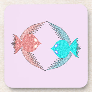 Niedliche Rosa und Blaue Liebesvögel Getränkeuntersetzer