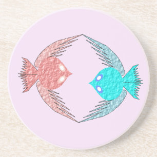 Niedliche Rosa und Blaue Liebesvögel Getränkeuntersetzer