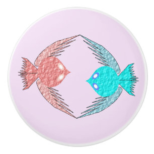 Niedliche Rosa und Blaue Liebesvögel Keramikknauf