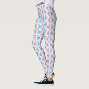 Niedliche Rosa und Blaue Liebesvögel Leggings
