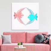 Niedliche Rosa und Blaue Liebesvögel Leinwanddruck (Insitu (Wohnzimmer))