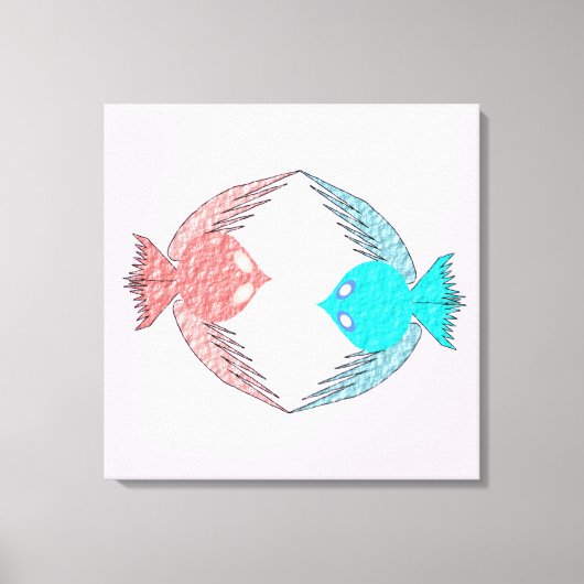 Niedliche Rosa und Blaue Liebesvögel Leinwanddruck (Vorderseite)