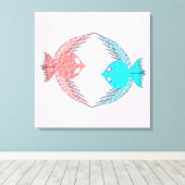 Niedliche Rosa und Blaue Liebesvögel Leinwanddruck (Insitu (Holzboden))