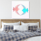 Niedliche Rosa und Blaue Liebesvögel Leinwanddruck (Insitu (Schlafzimmer))