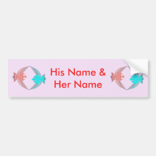 Niedliche Rosa und Blaue Liebesvögel Personalisier Autoaufkleber