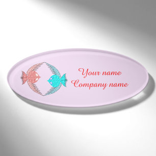 Niedliche Rosa und Blaue Liebesvögel Personalisier Namenschild