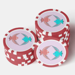 Niedliche Rosa und Blaue Liebesvögel Pokerchips