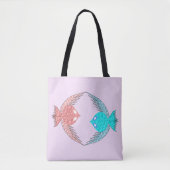 Niedliche Rosa und Blaue Liebesvögel Tasche (Vorderseite)