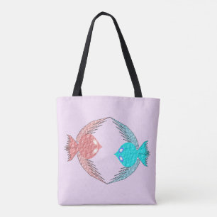 Niedliche Rosa und Blaue Liebesvögel Tasche