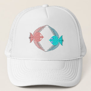 Niedliche Rosa und Blaue Liebesvögel Truckerkappe