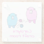 Niedliche rosa und blaue Schafe, Handwerksraum, pe Glasuntersetzer (Rückseite)