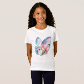Niedliche Rosa und Blauer Schmetterling T-Shirt (Vorne ganz)