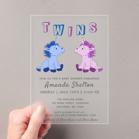 Niedliche Rosa- und Blautondusche Acryleinladungen (Insitu (Handheld))