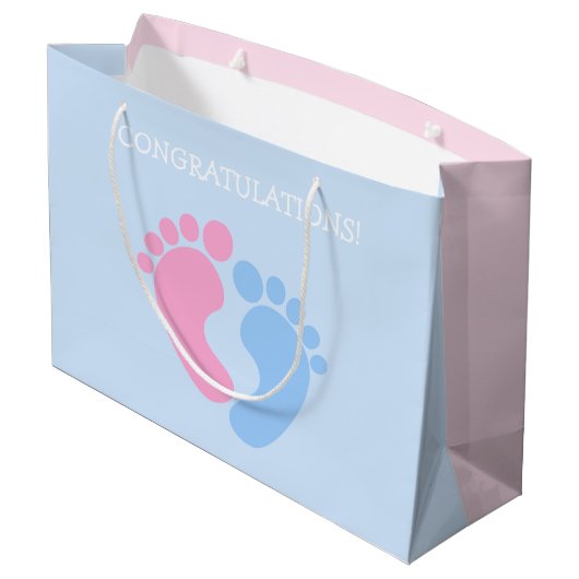 Niedliche Rosa- und Blautöne Große Geschenktüte (Rückseite Schrägansicht)