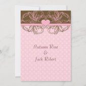 Niedliche rosa und braune Hochzeitsempfehlung Einladung (Rückseite)