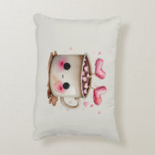 Niedliche Rosa und Creme Wasserfarbe Tasse Dekokissen (Rückseite(Vertikal))