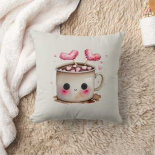 Niedliche Rosa und Creme Wasserfarbe Tasse Kissen