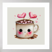 Niedliche Rosa und Creme Wasserfarbe Tasse Poster (Vorne)