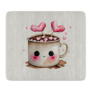 Niedliche Rosa und Creme Wasserfarbe Tasse Schneidebrett