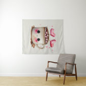 Niedliche Rosa und Creme Wasserfarbe Tasse Wandteppich (Beispiel (Horizontal))