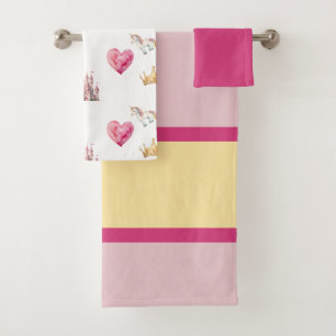 Niedliche Rosa und Gelbe Prinzessin Badhandtuch Set