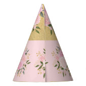 Niedliche Rosa und Goldflorengärten Girls Girls Partyhütchen (Rückseite)