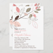 Niedliche Rosa und Grau Lovebirds Frühjahrsdusche Einladung (Vorne/Hinten)