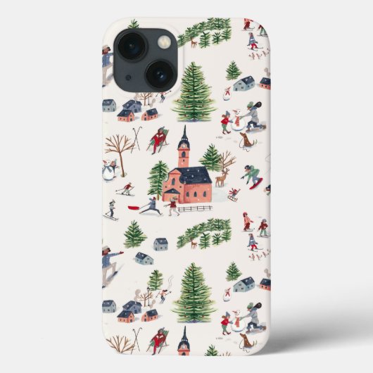 Niedliche rosa und grüne Alpenlodge Skigebiet Apr Case-Mate iPhone Hülle (Rückseite)