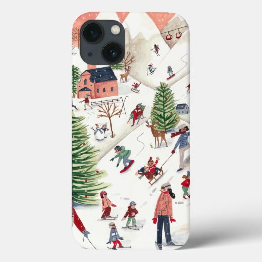 Niedliche rosa und grüne Alpenlodge Skigebiet Apr Case-Mate iPhone Hülle (Rückseite)