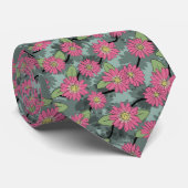 Niedliche Rosa und grüne Blume Muster Neck Tie Krawatte (Gerollt)