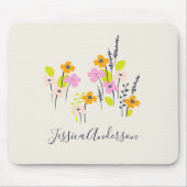 Niedliche rosa und grüne Blume | Personalisierter Mousepad (Vorne)