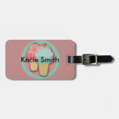Niedliche, rosa und grüne Eiscreme - Kronenspur Gepäckanhänger (Vorderseite horizontal)