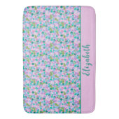 Niedliche Rosa und Grüne Frösche Individuelle Name Badematte (Vorderseite Vertikal)